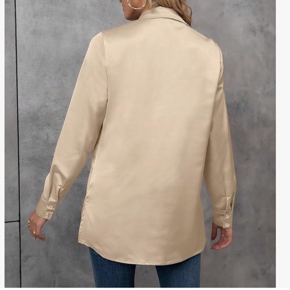 Chic Satin Button Down Long Sleeve Blouse - Picture 2 of 3